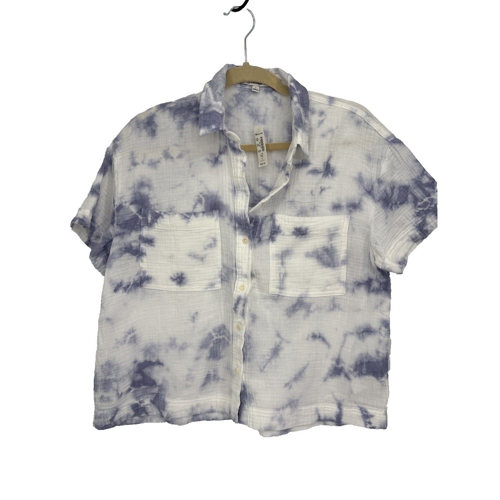 Madewell Lightspun Beachside Shirt Small Blue Cotton Tie-Dye Boxy